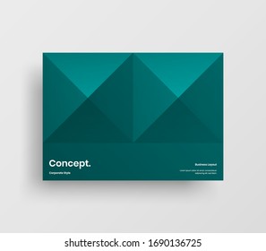 Creative business presentation vector A4 horizontal orientation front page mock up. Modern corporate report cover abstract geometric illustration design layout. Company identity brochure template.