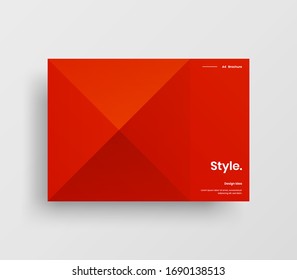 Creative business presentation vector A4 horizontal orientation front page mock up. Modern corporate report cover abstract geometric illustration design layout. Company identity brochure template.