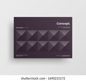 Creative business presentation vector A4 horizontal orientation front page mock up. Modern corporate report cover abstract geometric illustration design layout. Company identity brochure template.