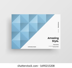 Creative business presentation vector A4 horizontal orientation front page mock up. Modern corporate report cover abstract geometric illustration design layout. Company identity brochure template.