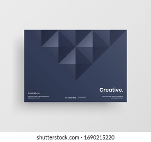 Creative business presentation vector A4 horizontal orientation front page mock up. Modern corporate report cover abstract geometric illustration design layout. Company identity brochure template.