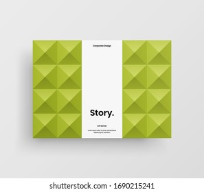 Creative business presentation vector A4 horizontal orientation front page mock up. Modern corporate report cover abstract geometric illustration design layout. Company identity brochure template.