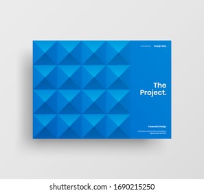 Creative business presentation vector A4 horizontal orientation front page mock up. Modern corporate report cover abstract geometric illustration design layout. Company identity brochure template.