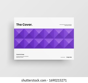 Creative business presentation vector A4 horizontal orientation front page mock up. Modern corporate report cover abstract geometric illustration design layout. Company identity brochure template.