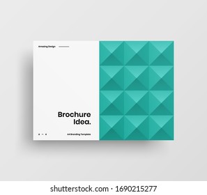 Creative business presentation vector A4 horizontal orientation front page mock up. Modern corporate report cover abstract geometric illustration design layout. Company identity brochure template.