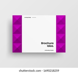 Creative business presentation vector A4 horizontal orientation front page mock up. Modern corporate report cover abstract geometric illustration design layout. Company identity brochure template.