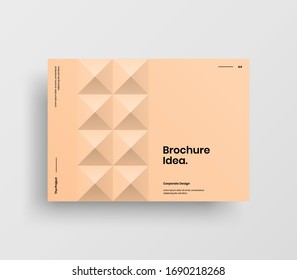 Creative business presentation vector A4 horizontal orientation front page mock up. Modern corporate report cover abstract geometric illustration design layout. Company identity brochure template.