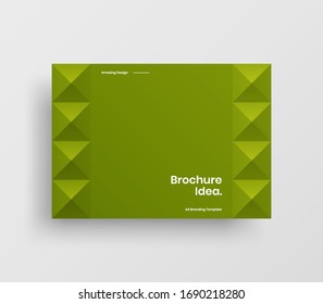 Creative business presentation vector A4 horizontal orientation front page mock up. Modern corporate report cover abstract geometric illustration design layout. Company identity brochure template.