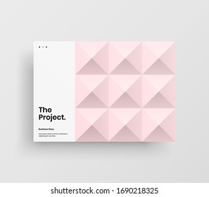 Creative business presentation vector A4 horizontal orientation front page mock up. Modern corporate report cover abstract geometric illustration design layout. Company identity brochure template.
