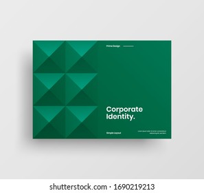 Creative business presentation vector A4 horizontal orientation front page mock up. Modern corporate report cover abstract geometric illustration design layout. Company identity brochure template.