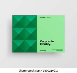 Creative business presentation vector A4 horizontal orientation front page mock up. Modern corporate report cover abstract geometric illustration design layout. Company identity brochure template.