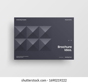 Creative business presentation vector A4 horizontal orientation front page mock up. Modern corporate report cover abstract geometric illustration design layout. Company identity brochure template.
