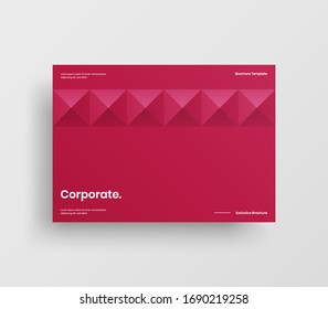 Creative business presentation vector A4 horizontal orientation front page mock up. Modern corporate report cover abstract geometric illustration design layout. Company identity brochure template.