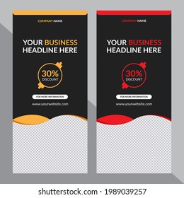 Creative Business Promotion Vertical Web Banner and Social Media Post