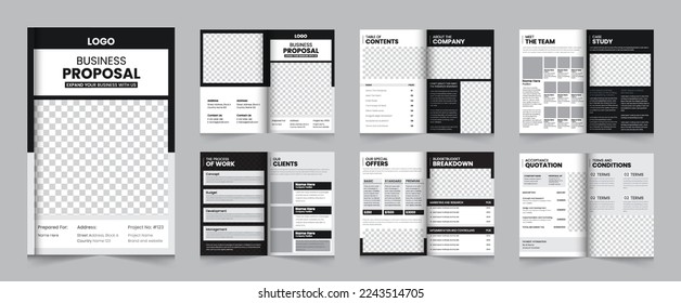 Folleto de propuesta comercial creativa o diseño de plantilla de diseño de propuesta comercial A4