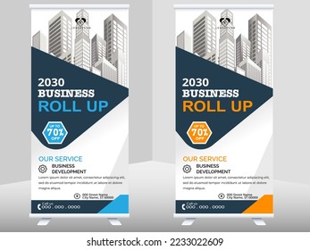 creative business roll up banner design. Standee Design Banner, Corporate digital Roll Up Banner,