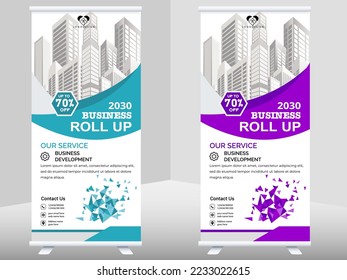 creative business roll up banner design. Standee Design Banner, Corporate digital Roll Up Banner,