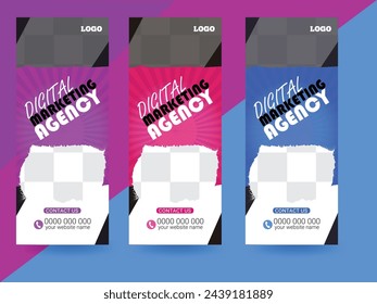 Kreative Business Roll up Banner Design-Sammlung für Werbung, Marketing, Veranstaltungen, Aktionen, Straßen, Treffen in Blau, Rot, Grün, Gelb, Lila, Rosa und Orange Farbe, Vektor, Illustrator 10