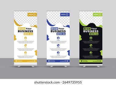 Creative Business  roll up banner Template. Modern and professional design for office, corporate, marketing, and multipurpose use. Ideal for events, ads, and promotional displays.