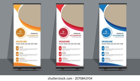 Creative Business Roll Up Signage Banner Template Design.