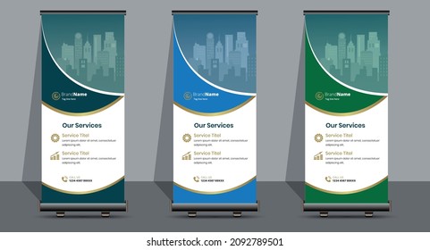Creative Business Roll Up Signage Banner Template Design.