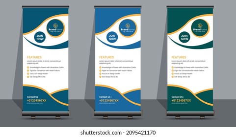 Creative Business Roll Up Signage Banner Template Design.