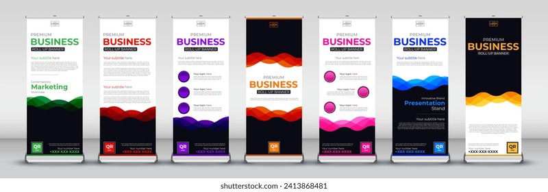 kreatives Business Roll Up-Standee Design für Bannervorlage, Präsentation und Veranstaltungen