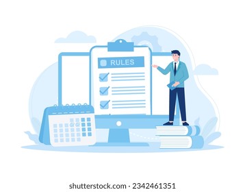 Creative business rules webinar trending concept flat illustration