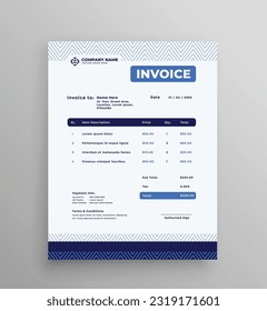 Plantilla de Factura de Ventas Comerciales Creativas. Diseño de facturas corporativas con acentos azules.