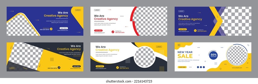 Creative business social media cover banner template design. 6 social media banner cover vector illustrator. For marketing, business proposal, promotion, advertise, publication, sale, discount