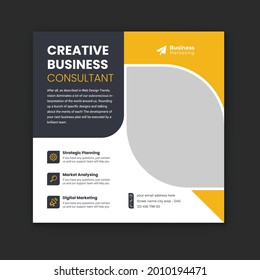 Creative business social media post template. Corporate digital marketing square flyer template and web banner.
