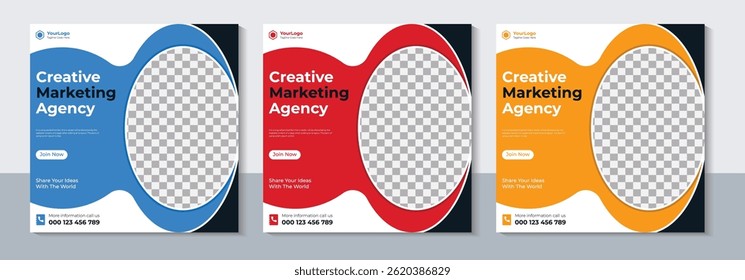 Creative Business Social Media Post Template, Marketing, Web Banner, Sale, Vector Illustration