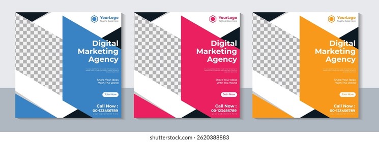 Creative Business Social Media Post Template, Marketing, Web Banner, Sale, Vector Illustration
