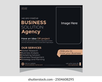 Creative business solution agency social media post design template, Flyer Design Template