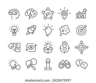 Creative Business Solution Icons - Vector Line. Editable Stroke.