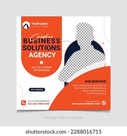Creative business solutions agency social media post template vector.