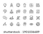 Creative business solutions related icon set. Innovation team management. Editable stroke. Pixel Perfect at 64x64