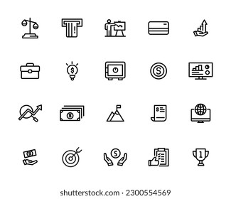 Creative business solutions related icon set. Innovation team management.