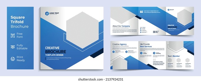 Creative business square trifold brochure template design