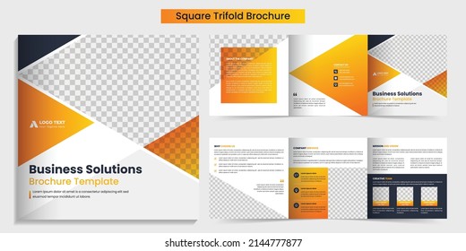 Creative business square trifold brochure template design, Corporate business, Leaflet cover, print Ready vector layout, Brochure Layout design, minimal corporate company profile brochure template