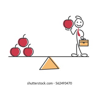 Creative Business Strategy Tips Stickman Illustration Concept - Personal Value Profit Achievement 