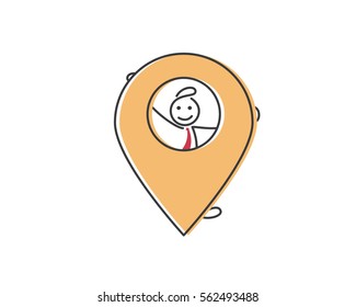 Creative Business Strategy Tips Stickman Illustration Concept - Find The Best Location