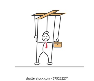 Creative Business Strategy Tips Stickman Illustration Concept - Be Incharge, Don't Let Others Control You