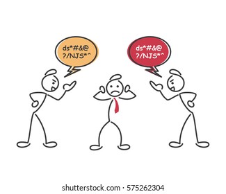 Creative Business Strategy Tips Stickman Illustration Concept - Be Focus And Don't Listen To Others