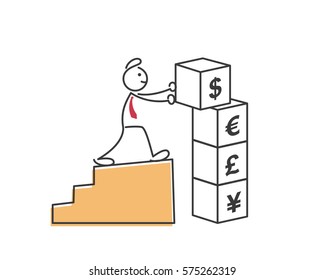 Creative Business Strategy Tips Stickman Illustration Concept - Plan To Earn Profit Globally