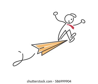 Creative Business Strategy Tips Stickman Illustration Concept - Fly Your Business To Another Level