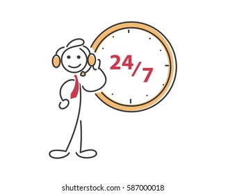 Creative Business Strategy Tips Stickman Illustration Concept - Provide 24 Hours Customer Service