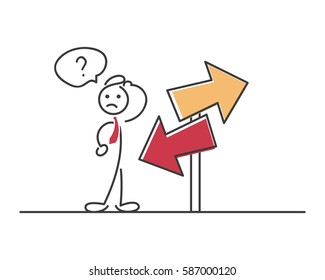 Creative Business Strategy Tips Stickman Illustration Concept - Always Know Which Direction You Are Heading