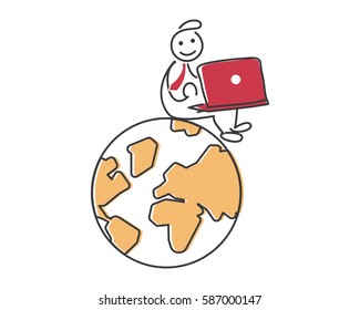 Creative Business Strategy Tips Stickman Illustration Concept - Use Technology To Go Global