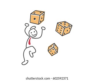 Creative Business Strategy Tips Stickman Illustration Concept - Never be Afraid To Gamble Your Steps
